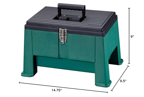 Commercial Plastics Step N Store 20-in Green wide legs stay steady on grass