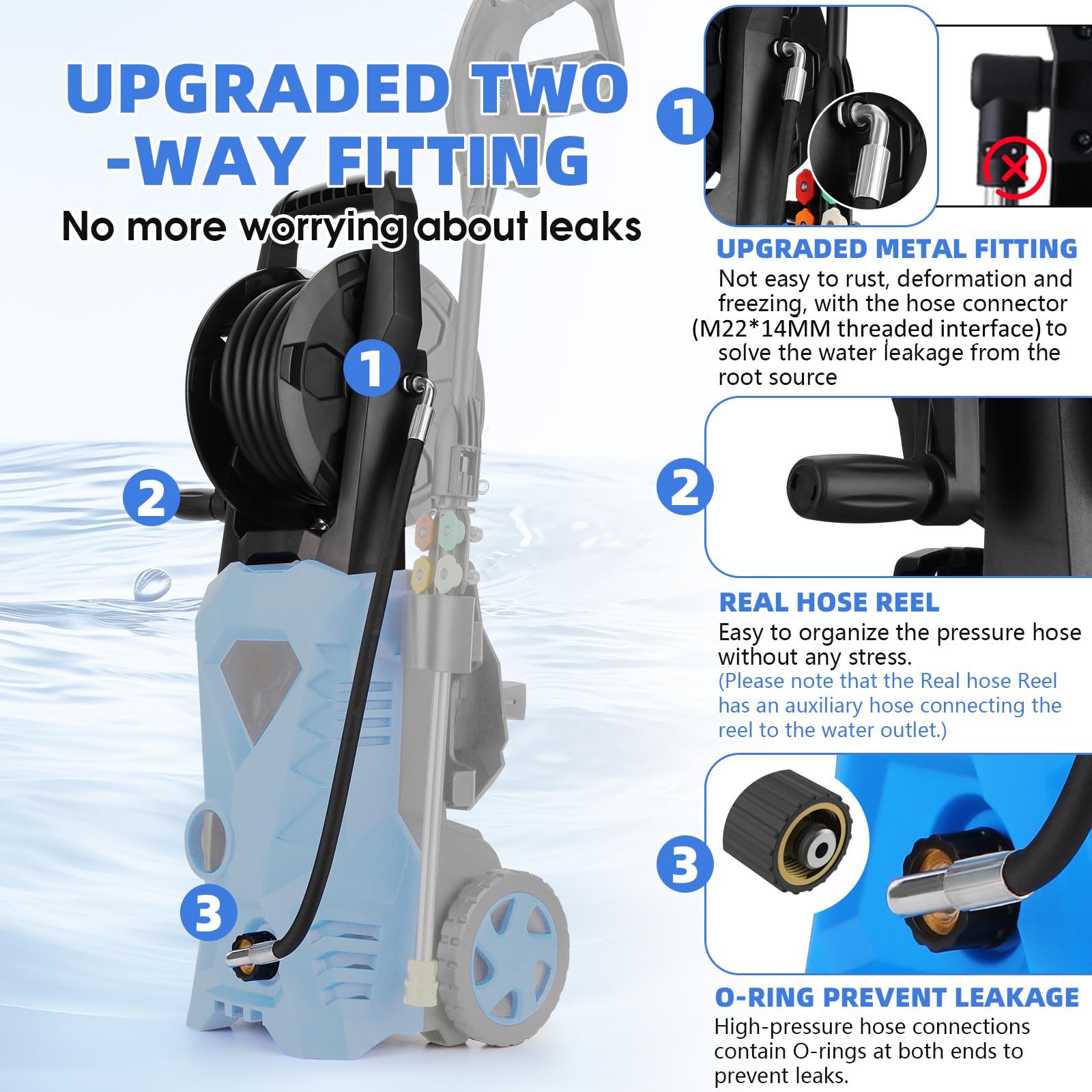 commowner 33ft extended hose reel enables broader reach for sidewalks and patios