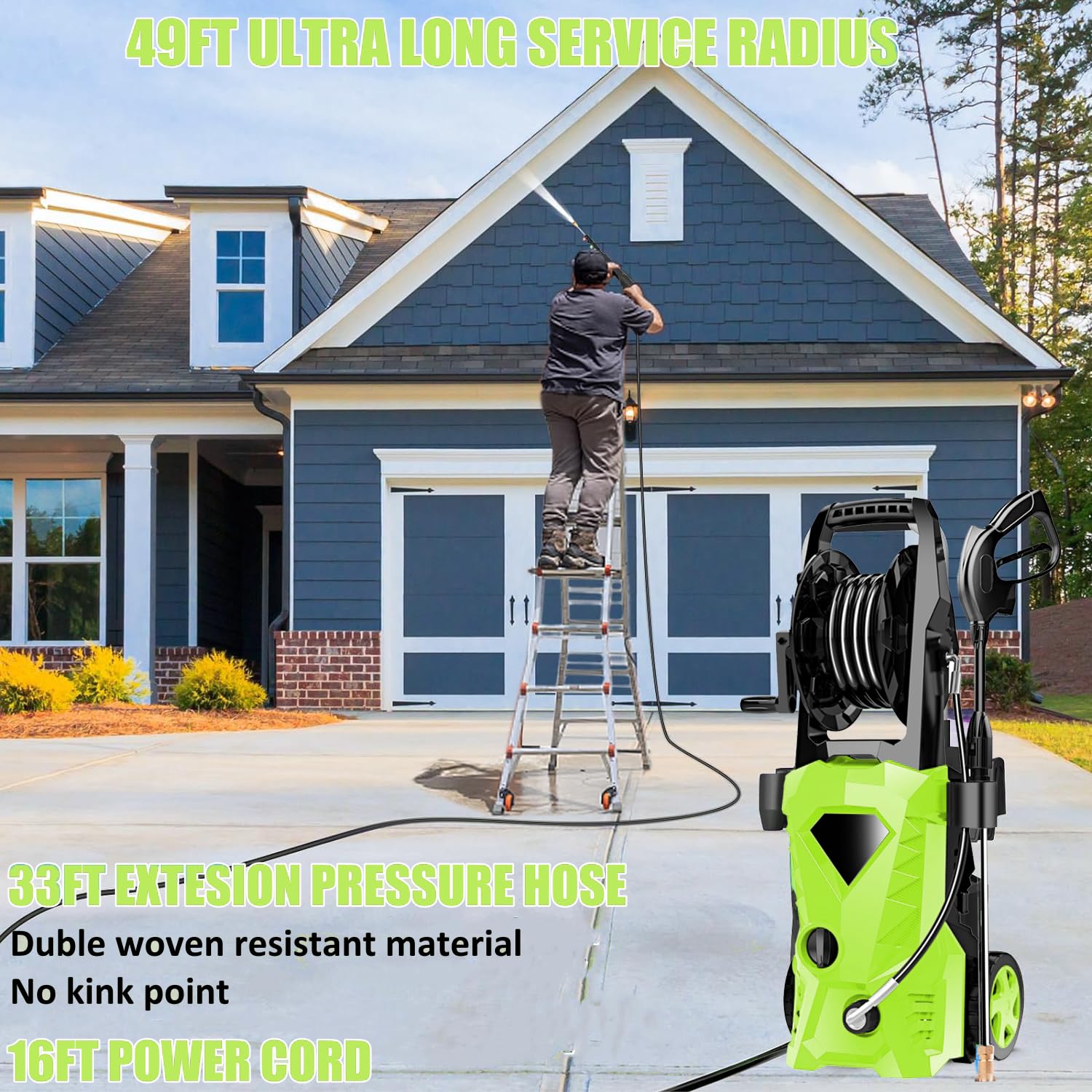 Commowner two-way metal fitting ensures leak-free connections during cleaning.