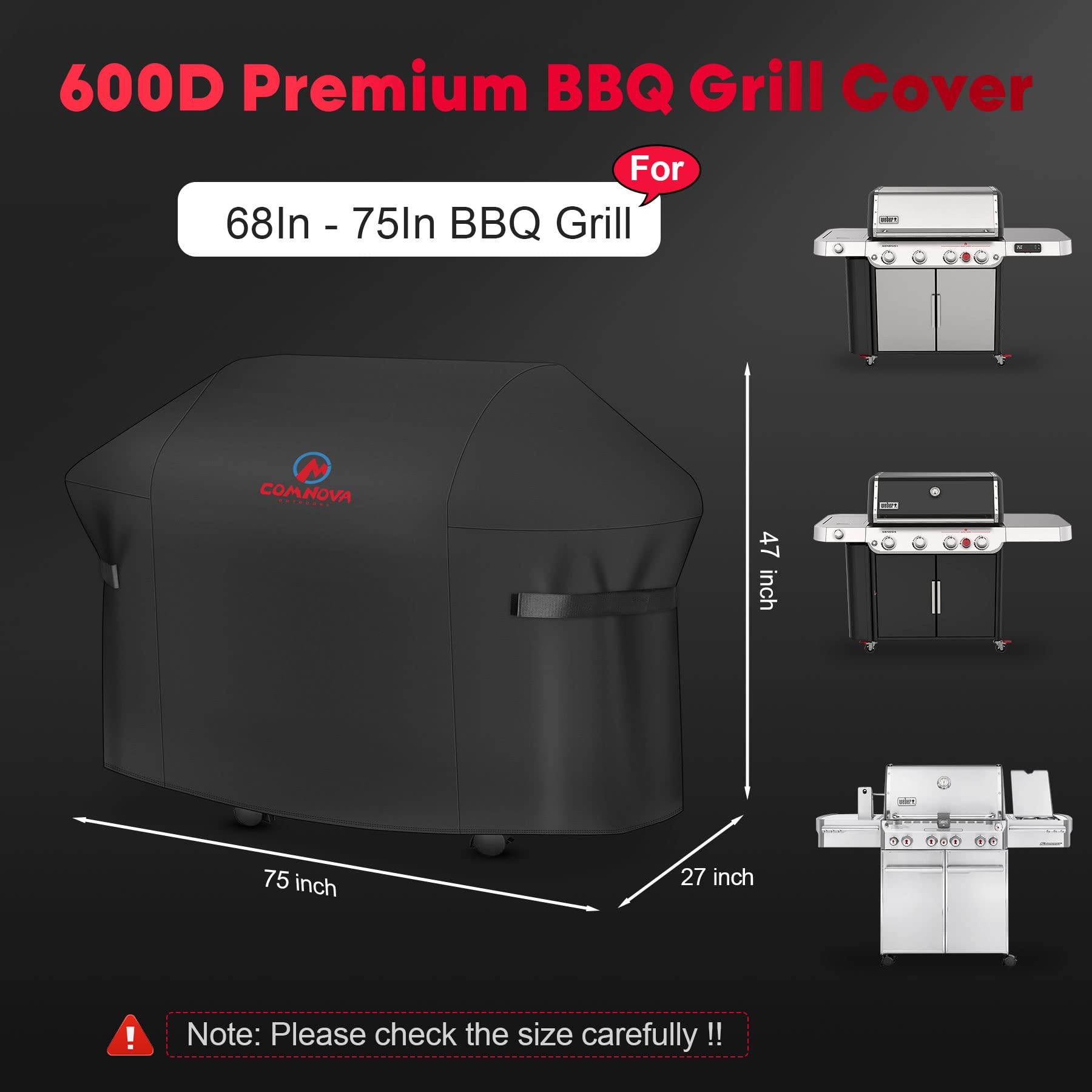 Comnova 600D oxford fabric grill cover demonstrates rugged outdoor protection and breathability.