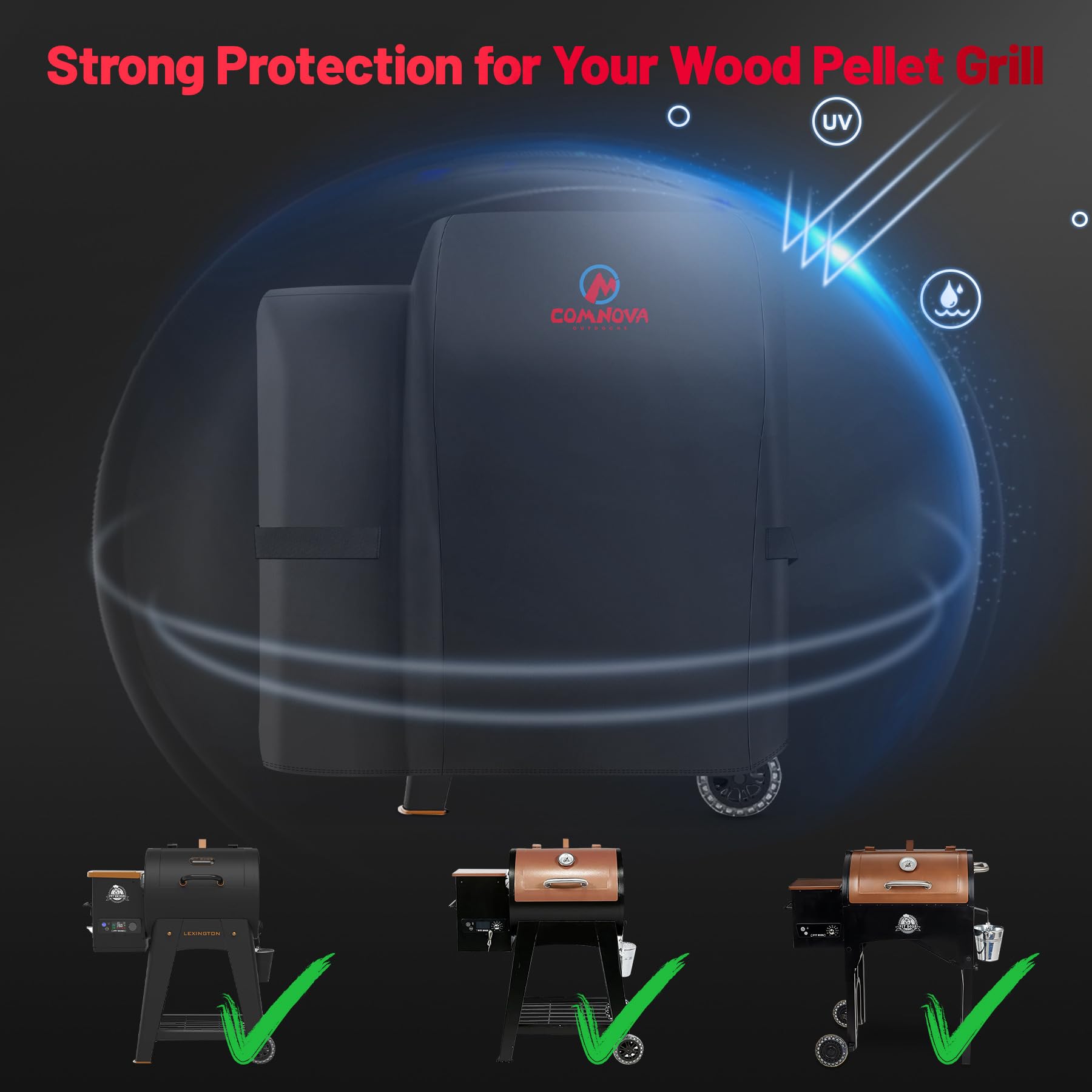 Comnova easy-clean surface cleans quickly with water after outdoor grilling.