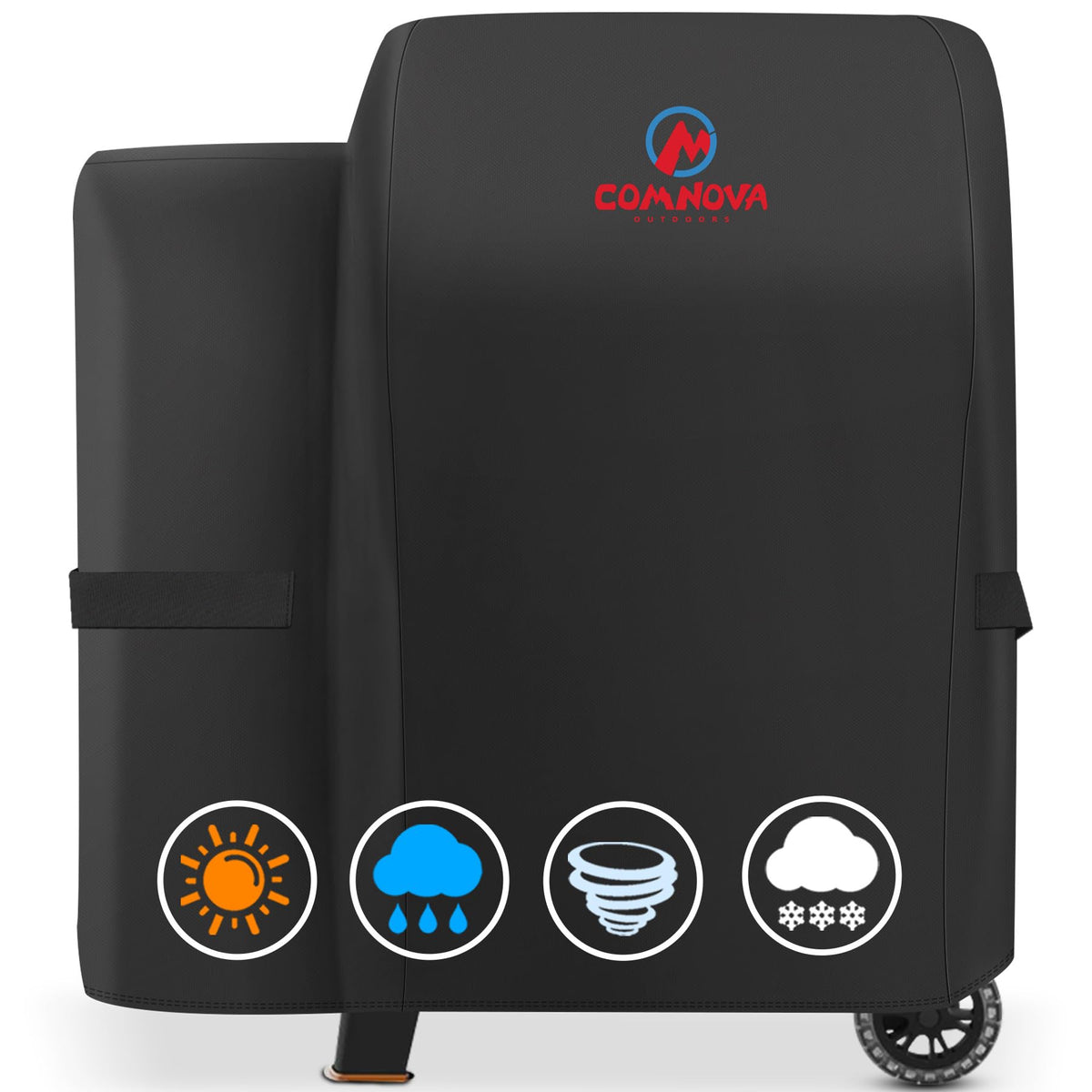 Comnova 600D smoker cover fits Pit Boss Lexington dimensions for a secure, tailored look.