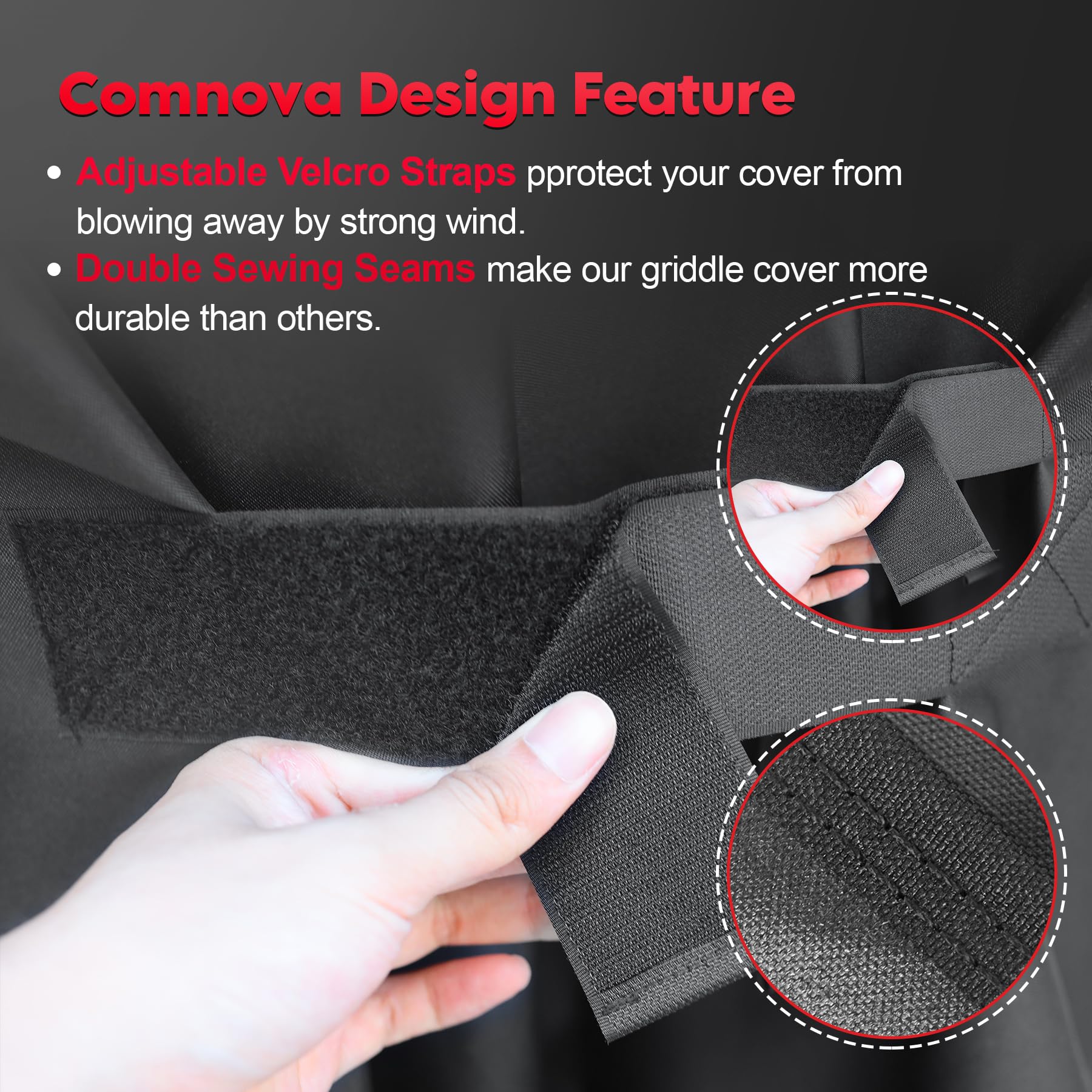 M COMNOVA OUTDOORS adjustable Velcro bands secure universal grill fit