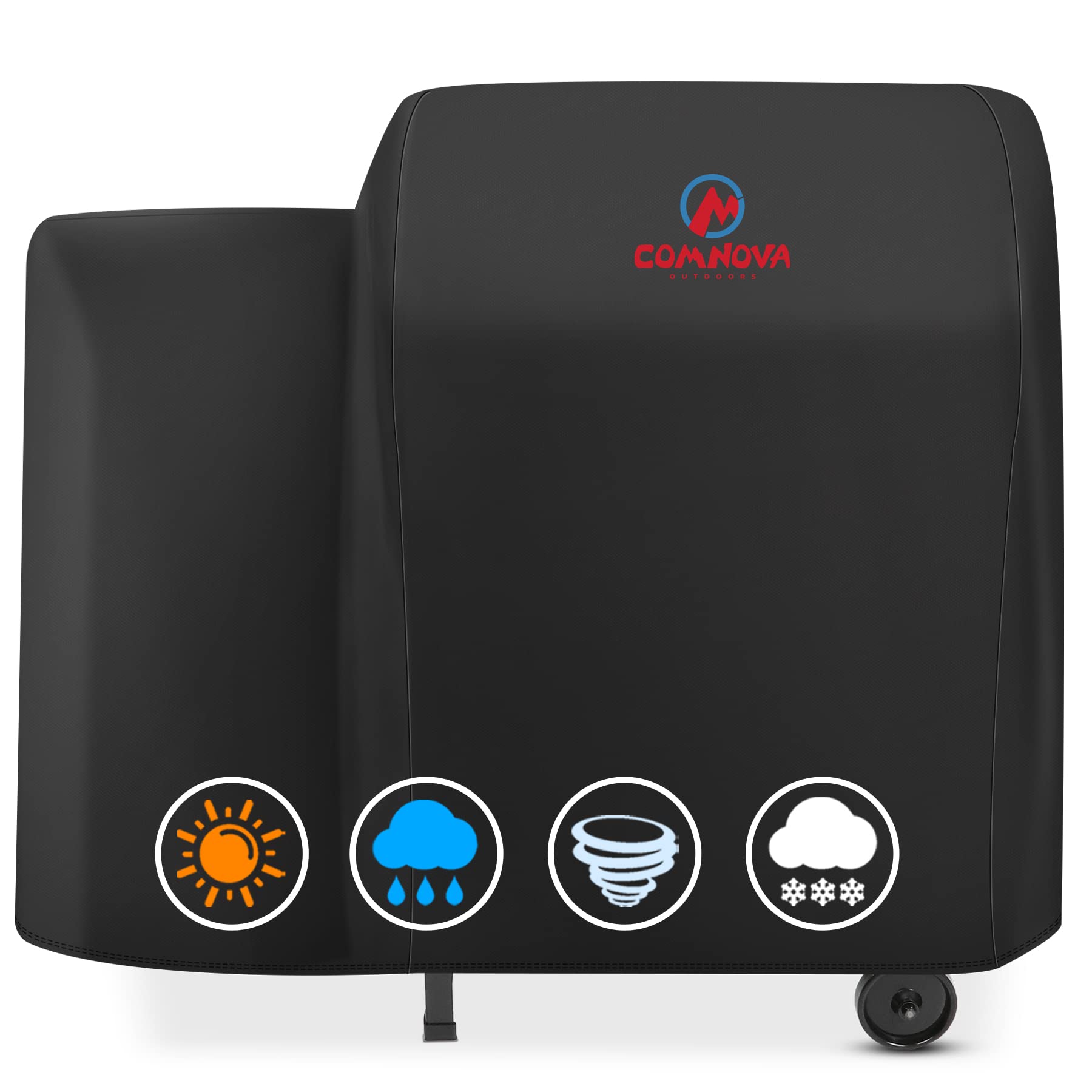 Comnova grill cover for Traeger 20 Series protects a 35W x 22D x 32H smoker from rain.