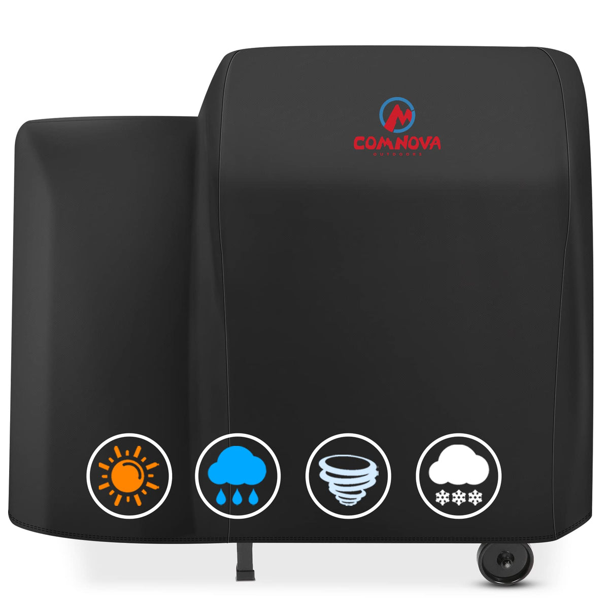 Comnova grill cover for Traeger 20 Series protects a 35W x 22D x 32H smoker from rain.