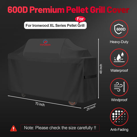 Comnova grill cover for Traeger Ironwood XL side view with secure fit