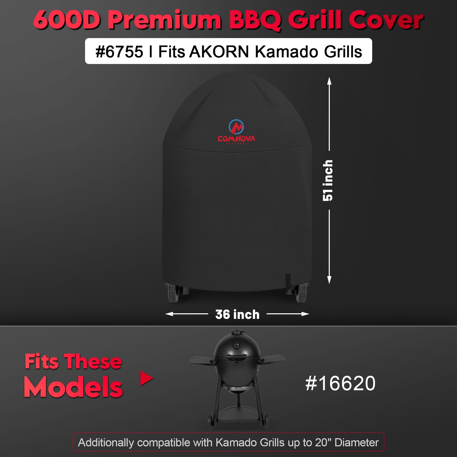 Comnova Outdoors AKORN 06620 grill cover, waterproof and durable against weather.