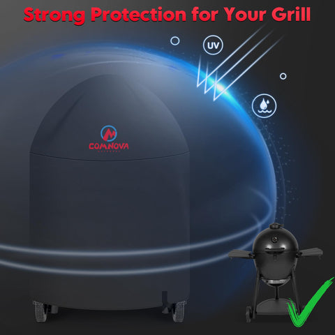 Comnova Outdoors AKORN 16619 grill cover offers weatherproof protection for outdoor use.