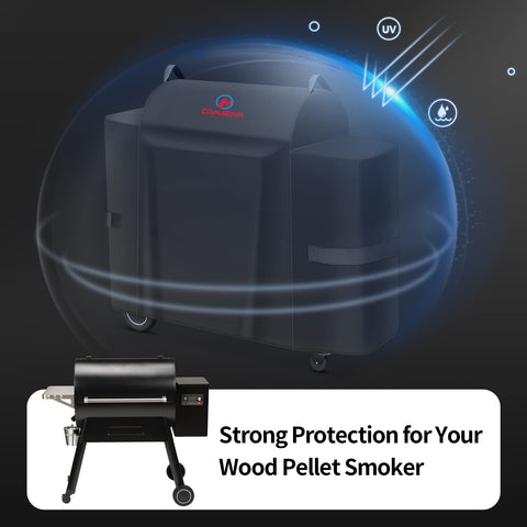 Comnova grill cover matches 54W x 24.5D x 45H grill size.