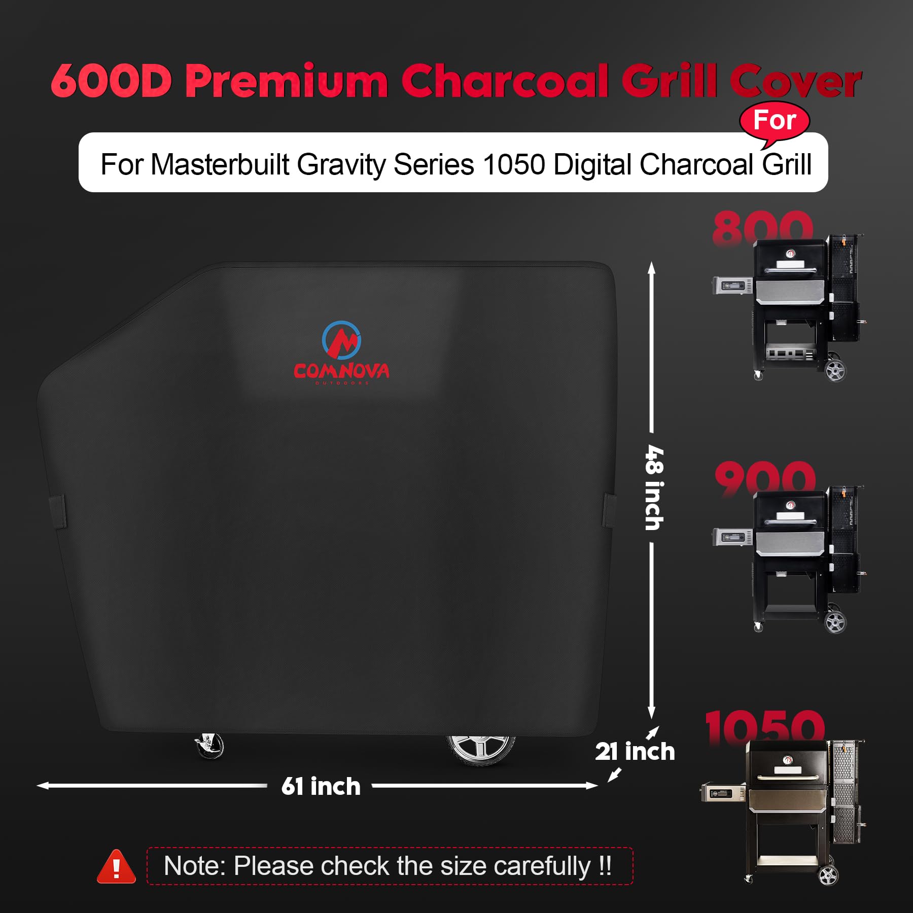 Comnova Outdoors 600D waterproof grill cover keeps your grill dry.