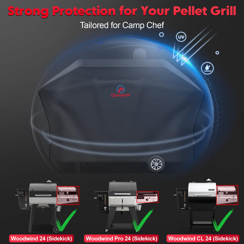 M COMNOVA OUTDOORS Comnova cover for PG24SSGSK guards against rain and wind for outdoor grilling.