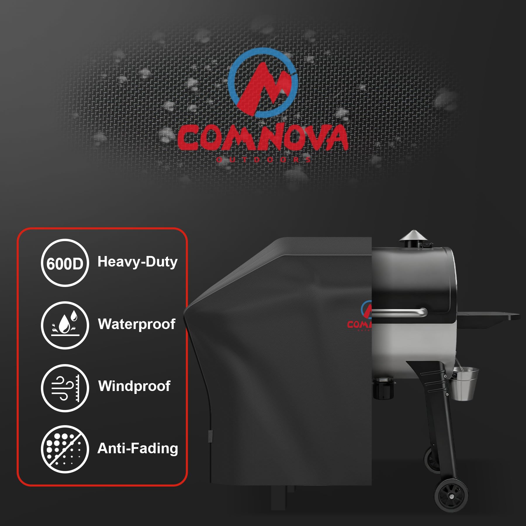 Comnova pellet grill cover for PG24 protects against dust and UV exposure