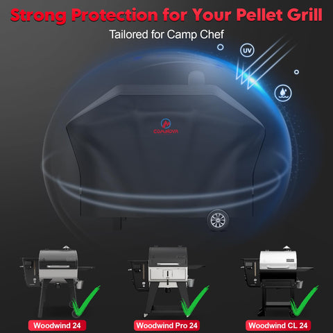 Comnova pellet grill cover for SmokePro SG24 guards against rain and debris
