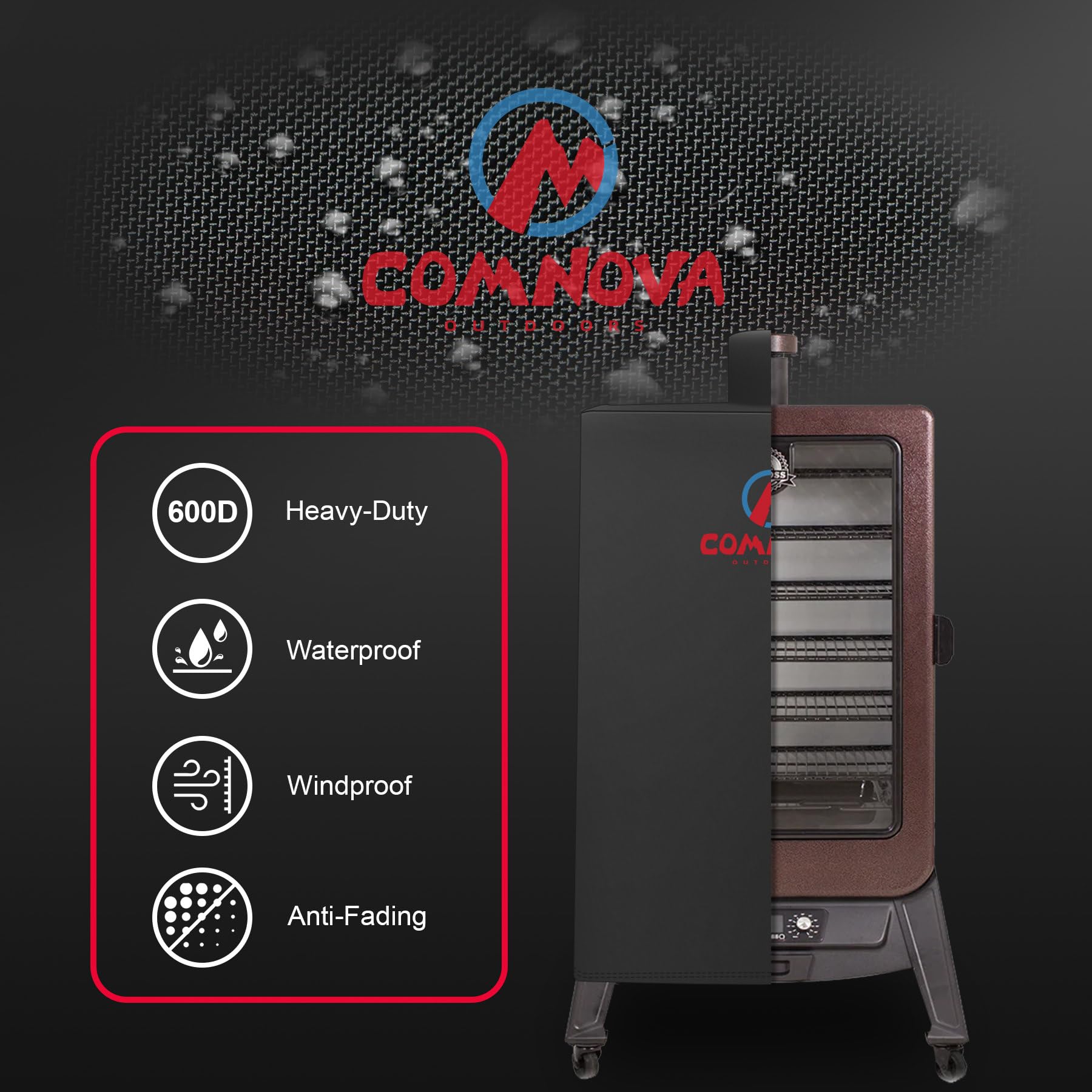 Comnova vertical smoker cover for Pro 4-Series helps shield from elements