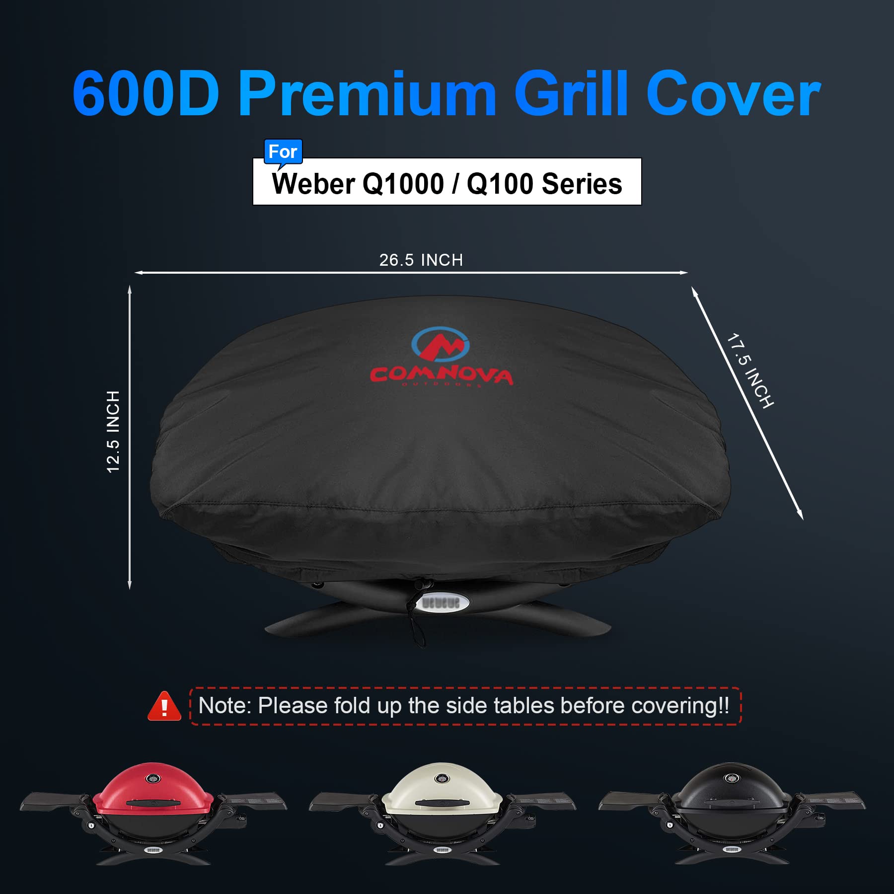 Adjustable cord keeps the cover snug on Weber Q grills.