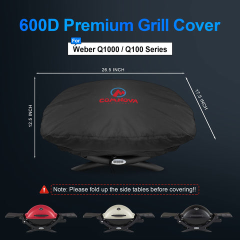 Adjustable cord keeps the cover snug on Weber Q grills.