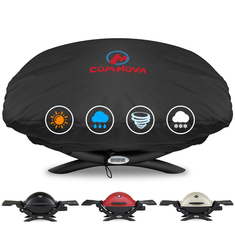 Comnova Weber Q Series cover front view protects your grill from the elements.