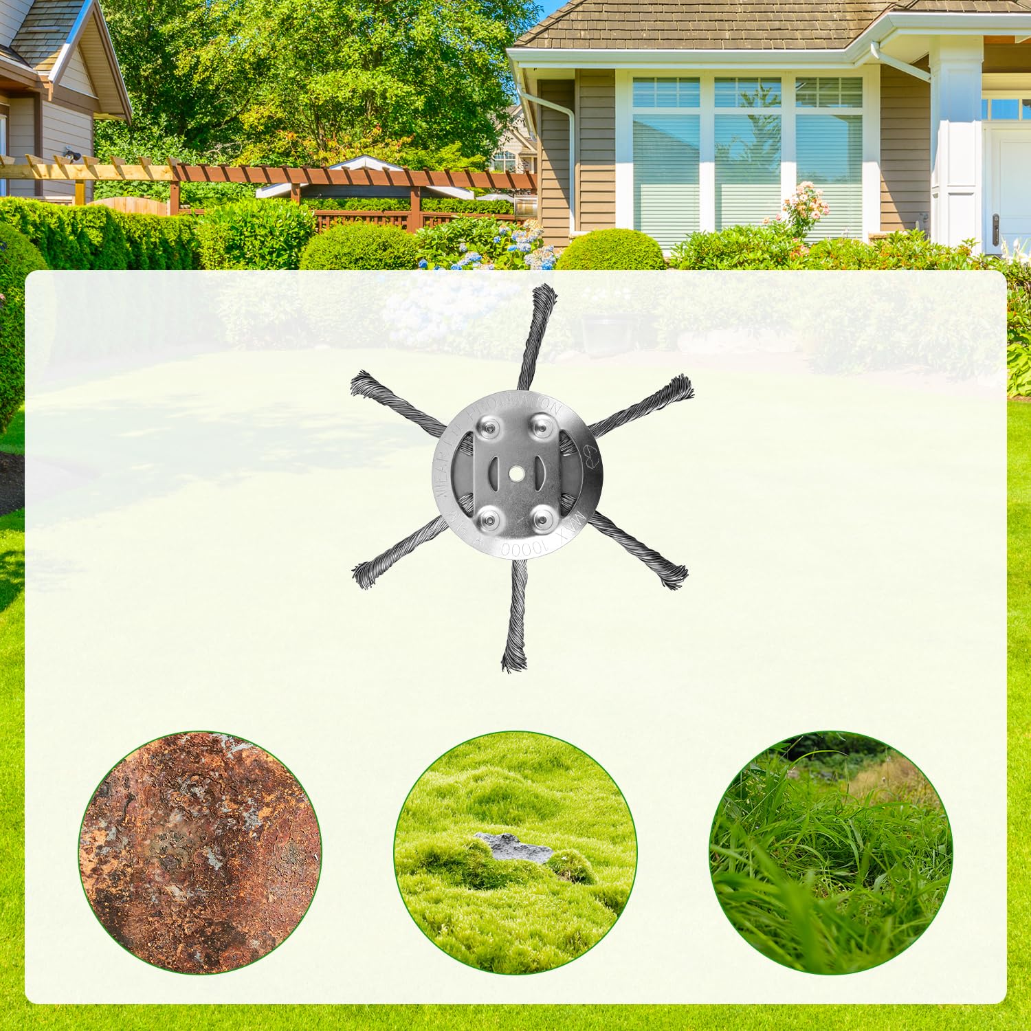 Compensai steel-wire trimmer head ideal for garden weeding between stones