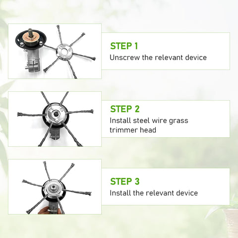 Compensai steel-wire trimmer head lightweight design reduces fatigue