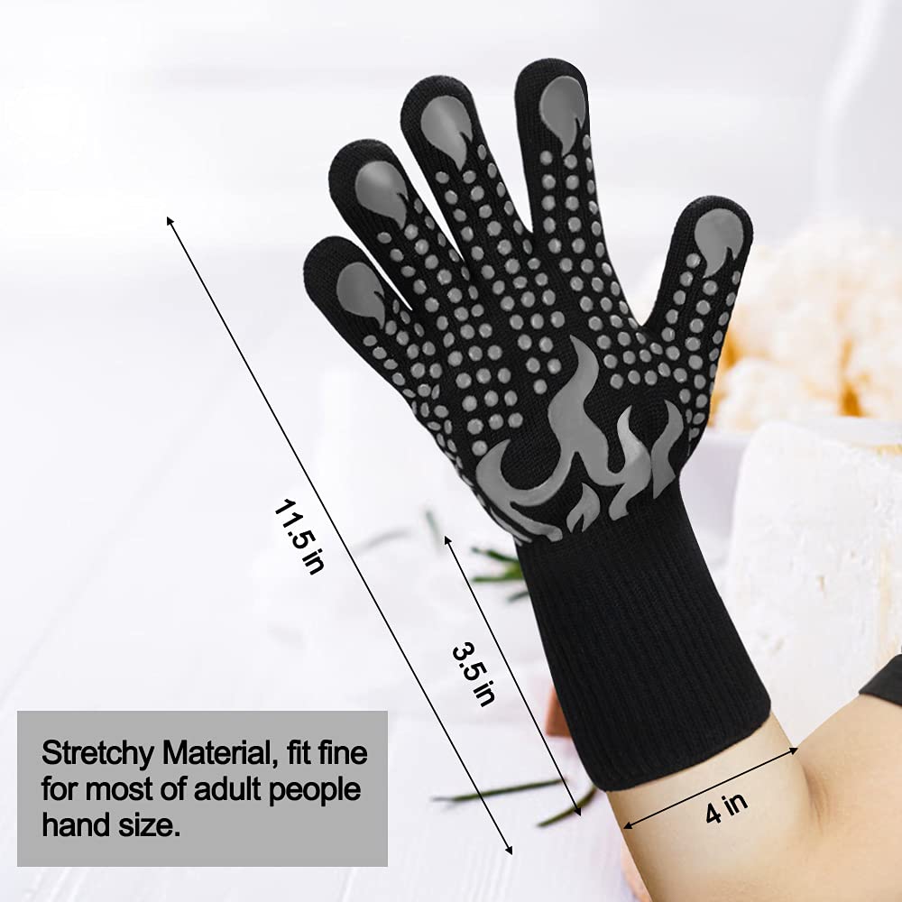 Aramid fiber durability on Comsmart BBQ Gloves for safer handling.