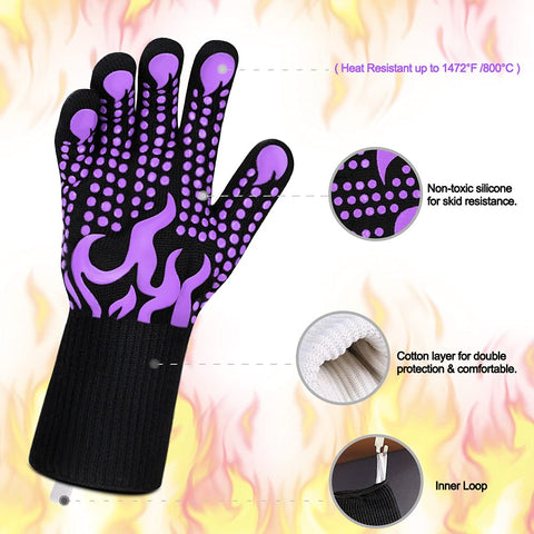 Comsmart BBQ gloves feature aramid fiber for heat and cut resistance.