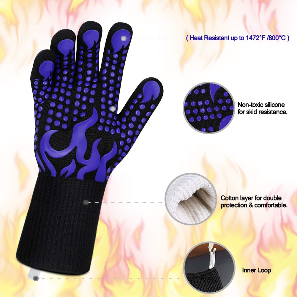 Comsmart BBQ gloves using aramid fiber for heat and cut resistance.