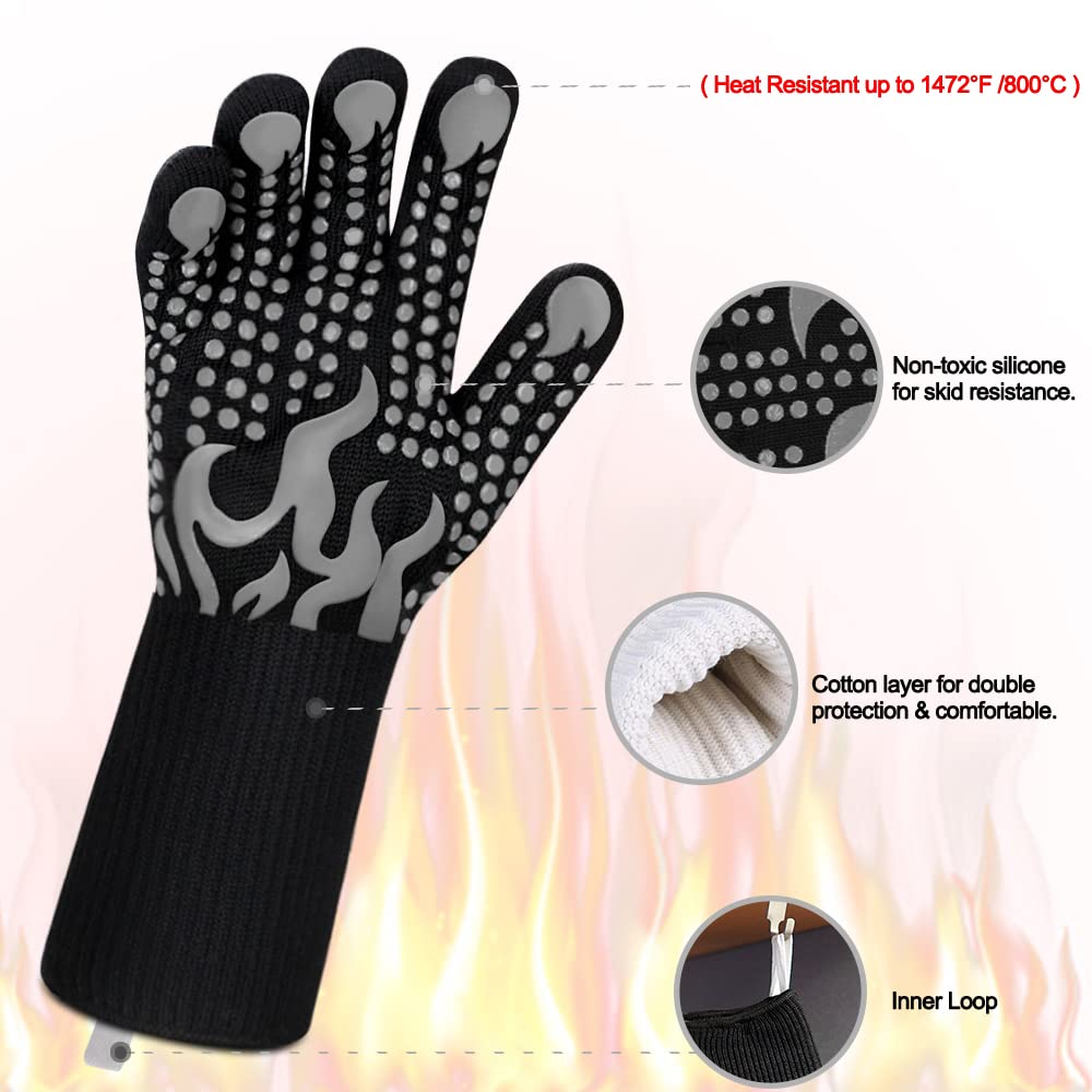 Comsmart BBQ gloves featuring aramid fiber for heat and cut resistance.
