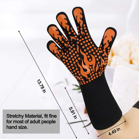 Comsmart gloves provide forearm protection during high-heat searing and broiling tasks.