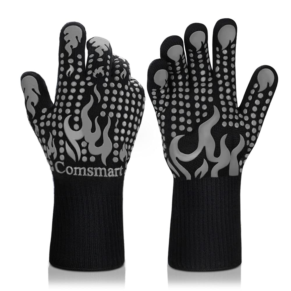 Comsmart BBQ Gloves with heat resistance up to 1472°F for grilling.