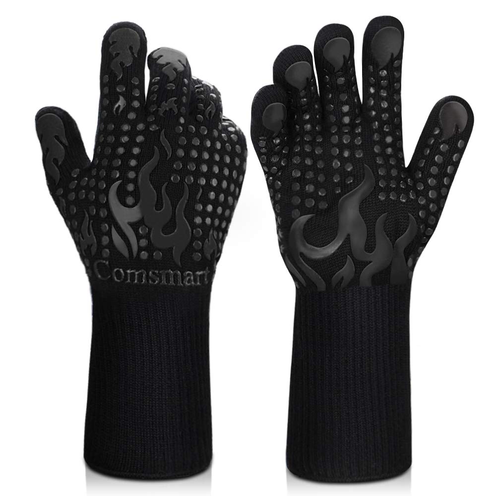 Comsmart BBQ gloves offer 1472°F heat resistance for high-heat grilling.