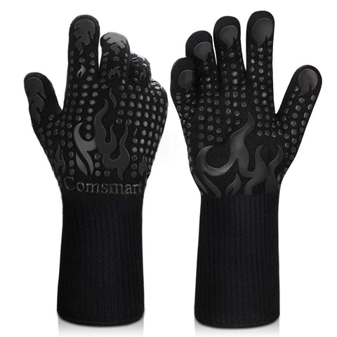 Comsmart BBQ gloves offer 1472°F heat resistance for high-heat grilling.