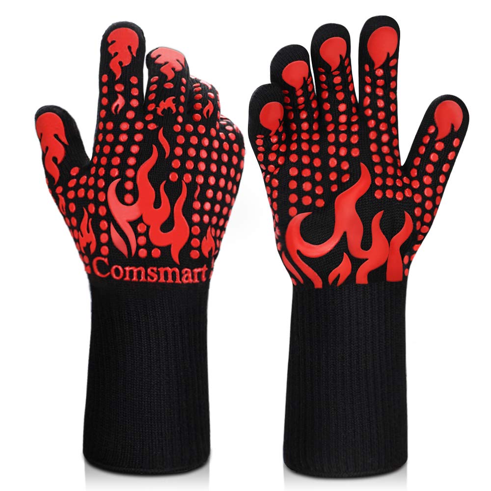 Comsmart BBQ gloves provide heat resistance up to 1472°F for grilling.
