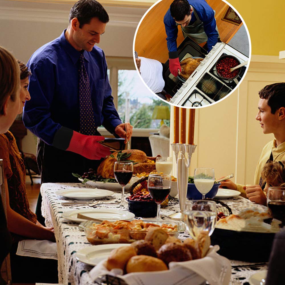 Comsmart kitchen gloves suit grilling, baking, and smoking with waterproof design.
