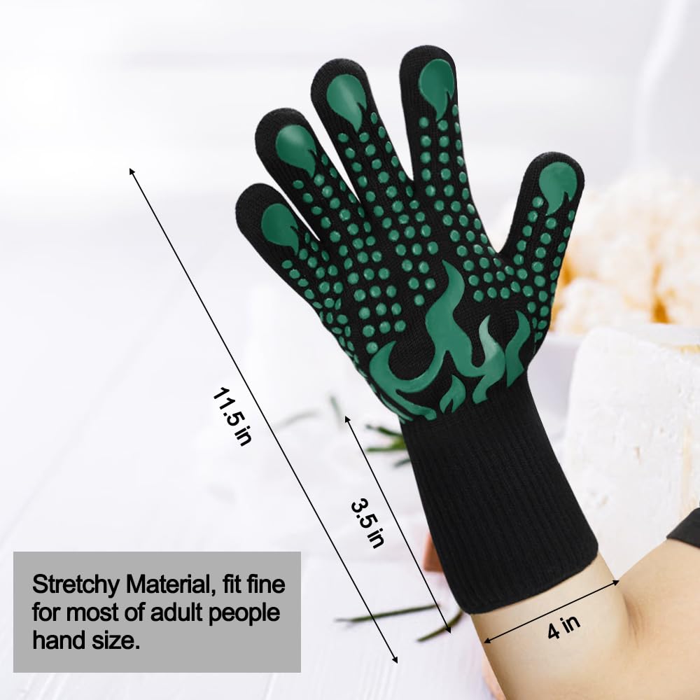 Comsmart BBQ gloves offer long cuff protection for forearm safety during cooking.