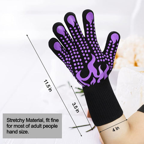Comsmart BBQ gloves long cuff design protects wrists during grilling.