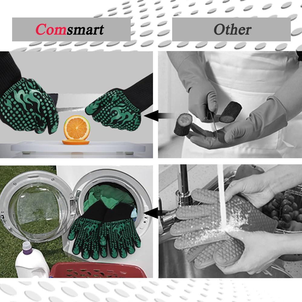 Comsmart BBQ gloves are machine washable for easy cleanup after use.