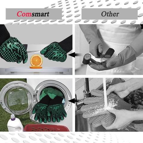 Comsmart BBQ gloves are machine washable for easy cleanup after use.