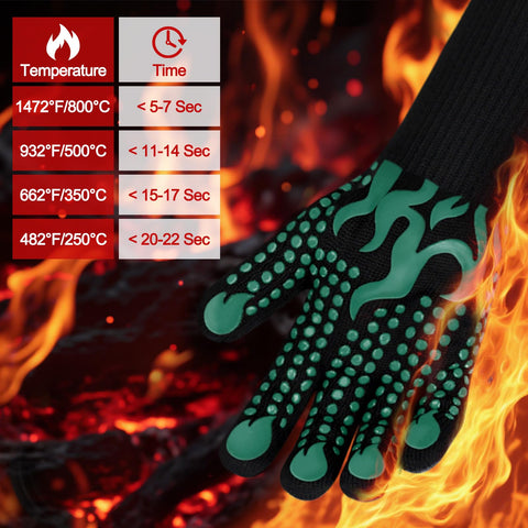 Comsmart BBQ gloves with silicone non-slip texture provide a secure grip while flipping.
