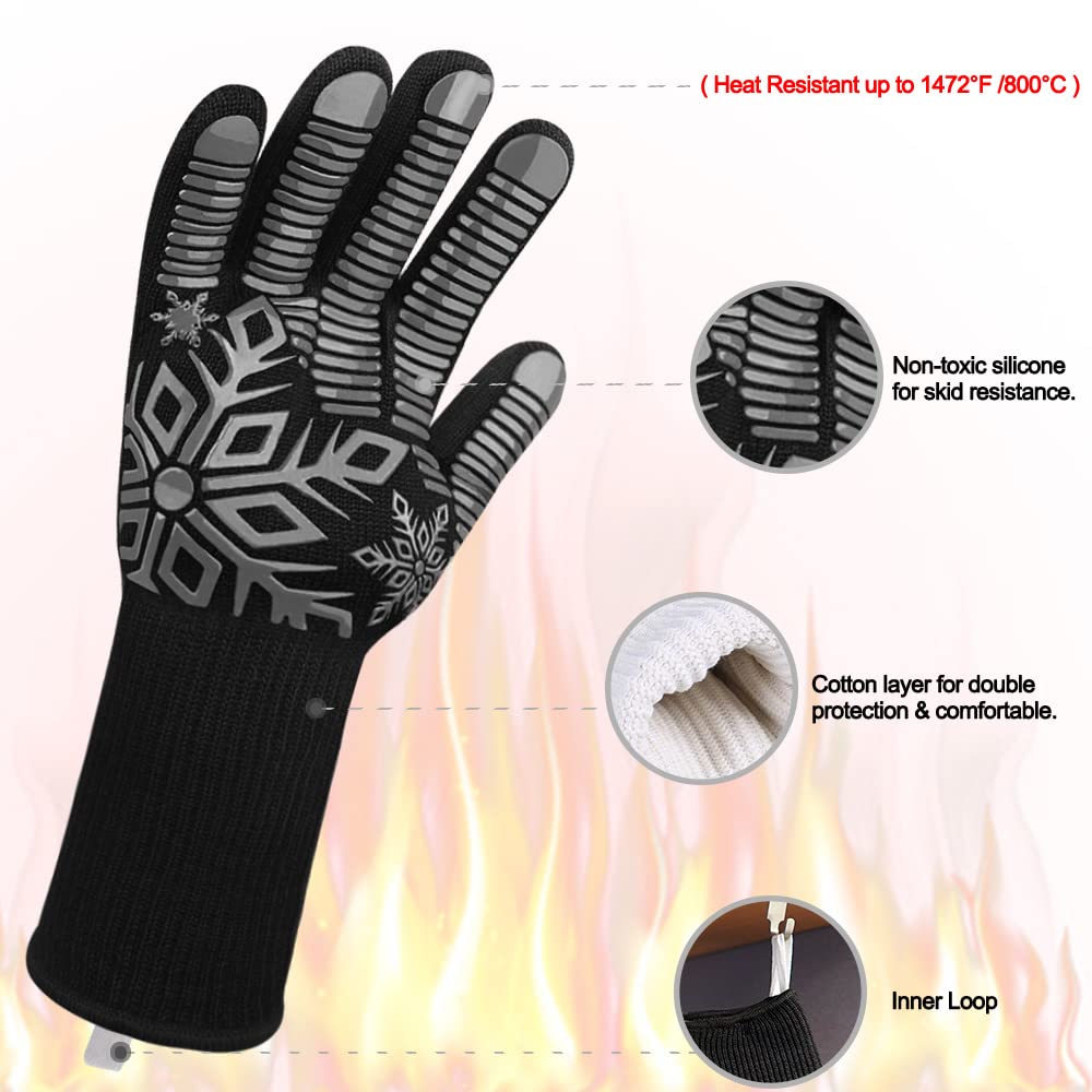 Comsmart BBQ Gloves displaying silicone non-slip grip for secure handling