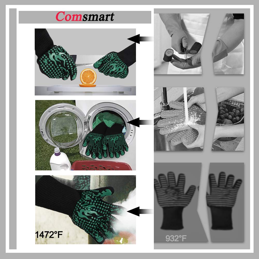 Comsmart BBQ Gloves feature soft polycotton lining for cozy comfort.