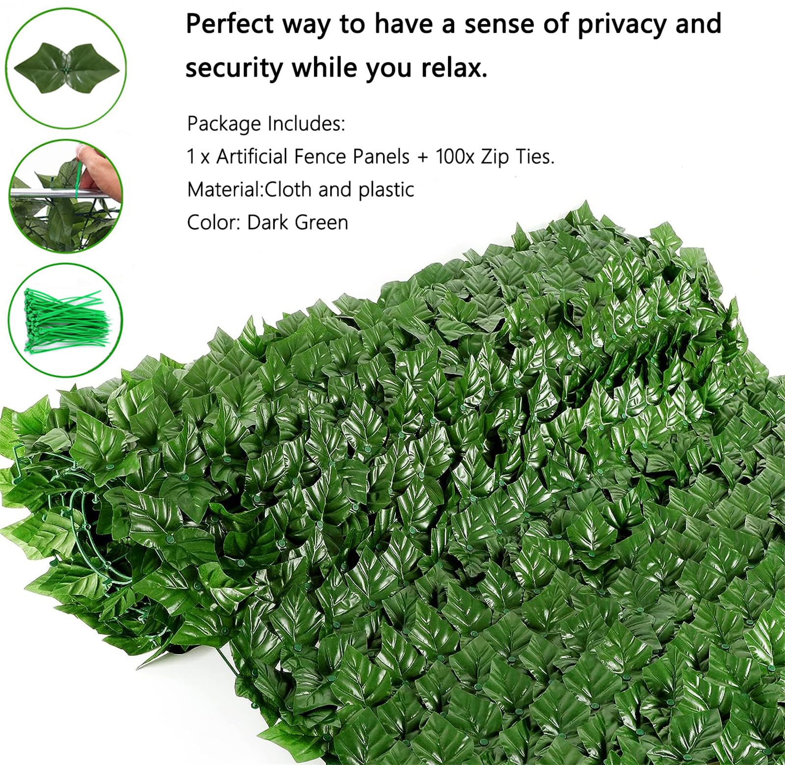 Comtelek 120x40 inch ivy fence adds decorative privacy to balconies and yards.