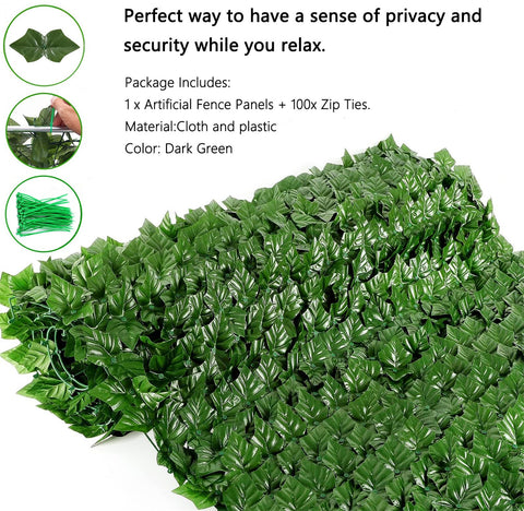 Comtelek 120x40 inch ivy fence adds decorative privacy to balconies and yards.