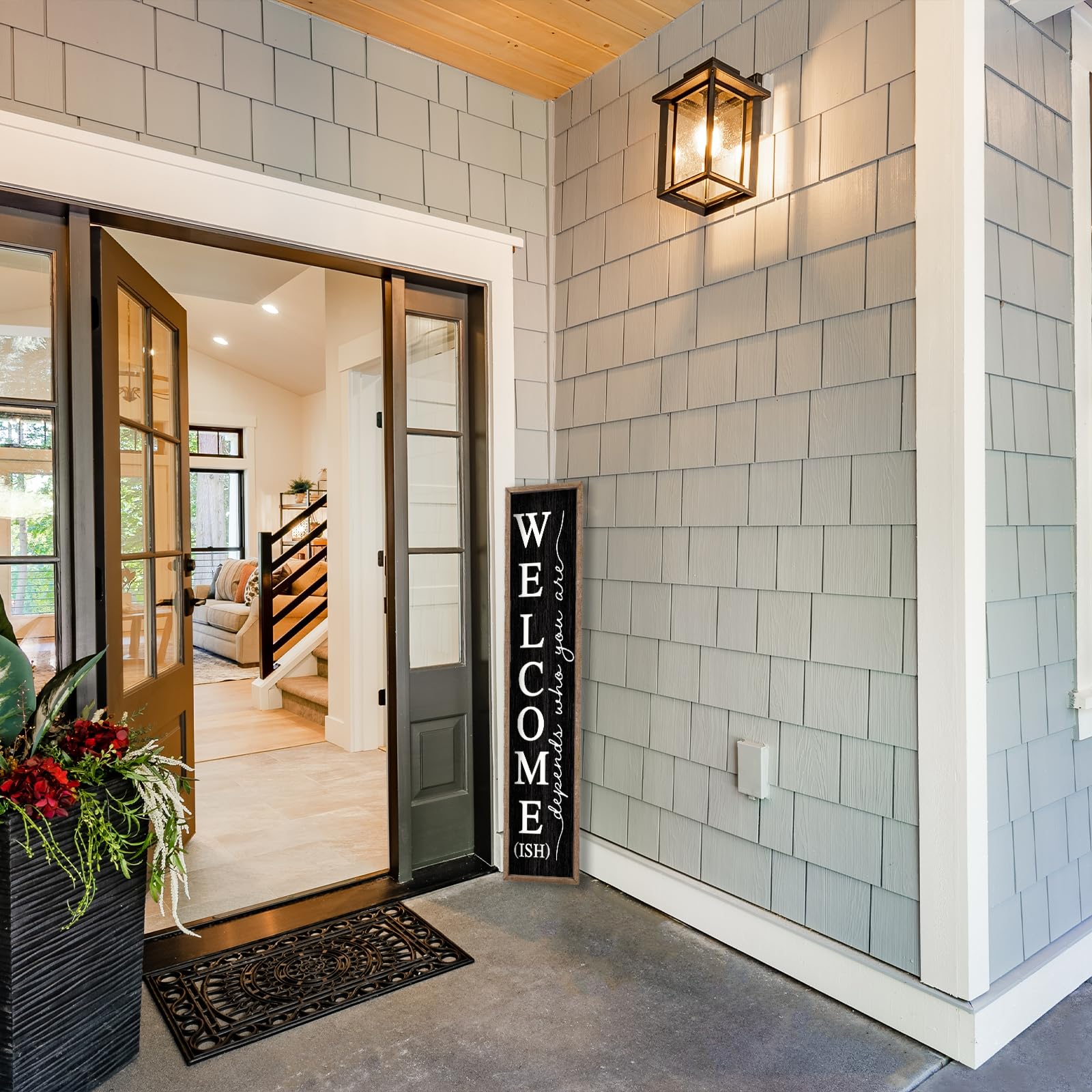 Comurdyo easy-hang wooden sign porch ready to display quickly.
