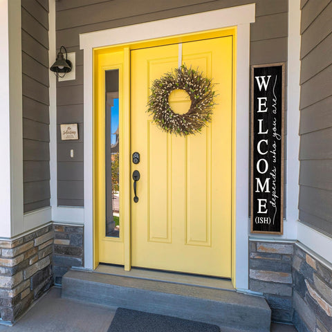 Comurdyo farmhouse decor welcome sign enhances home exterior aesthetics.
