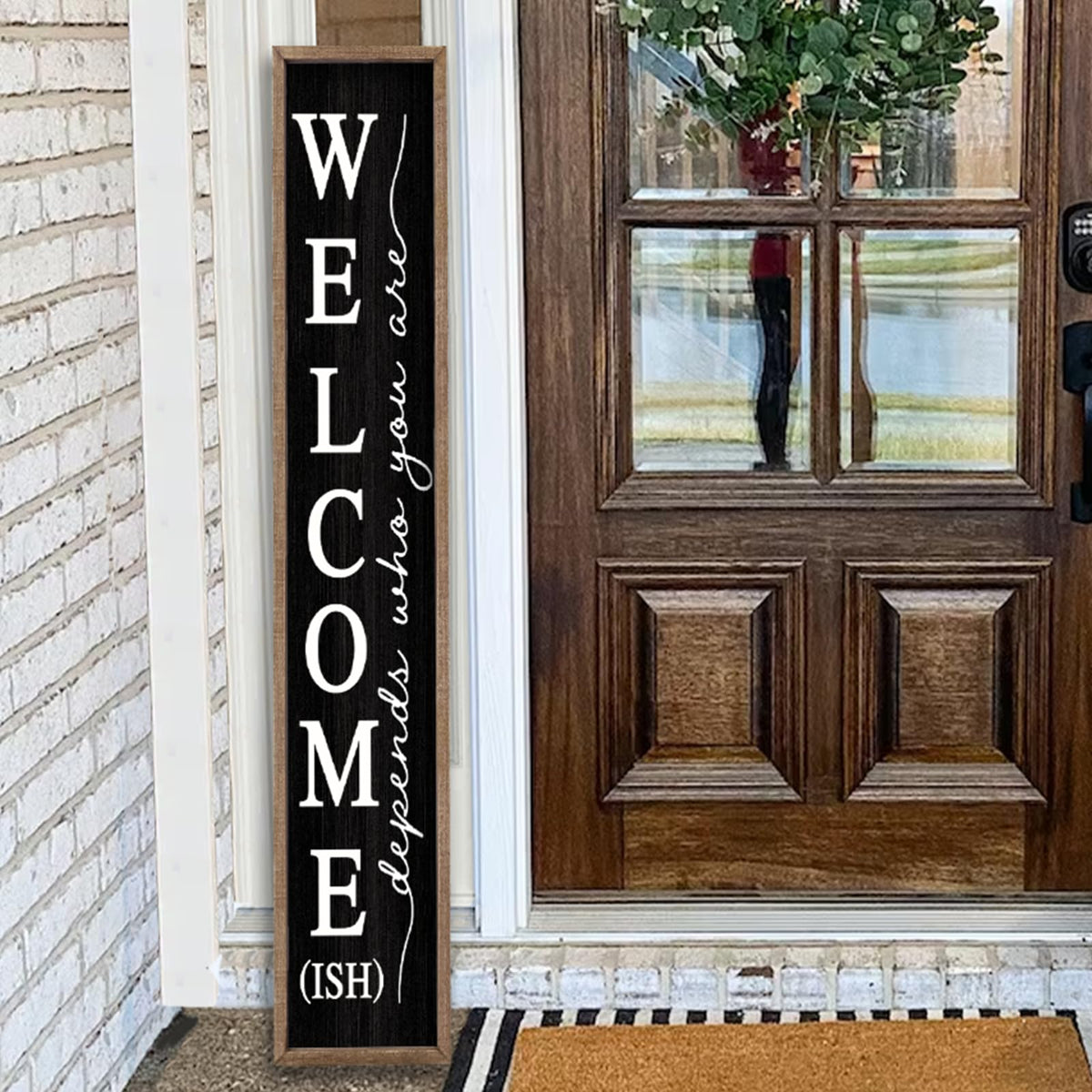 Comurdyo welcome-ish sign porch-stand promotes curb appeal for guests.