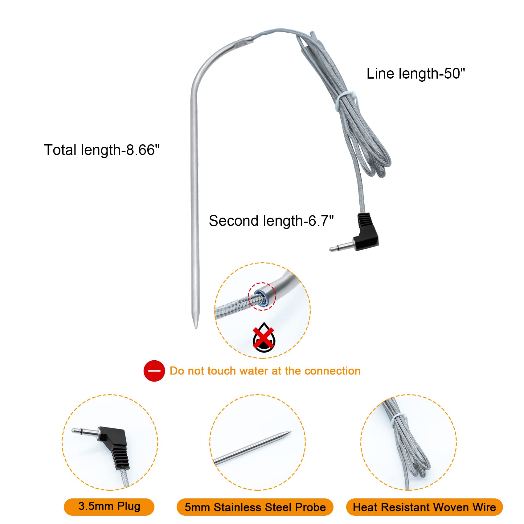 COMVIEE probe metal tip close-up in stainless steel, durable and high-heat ready