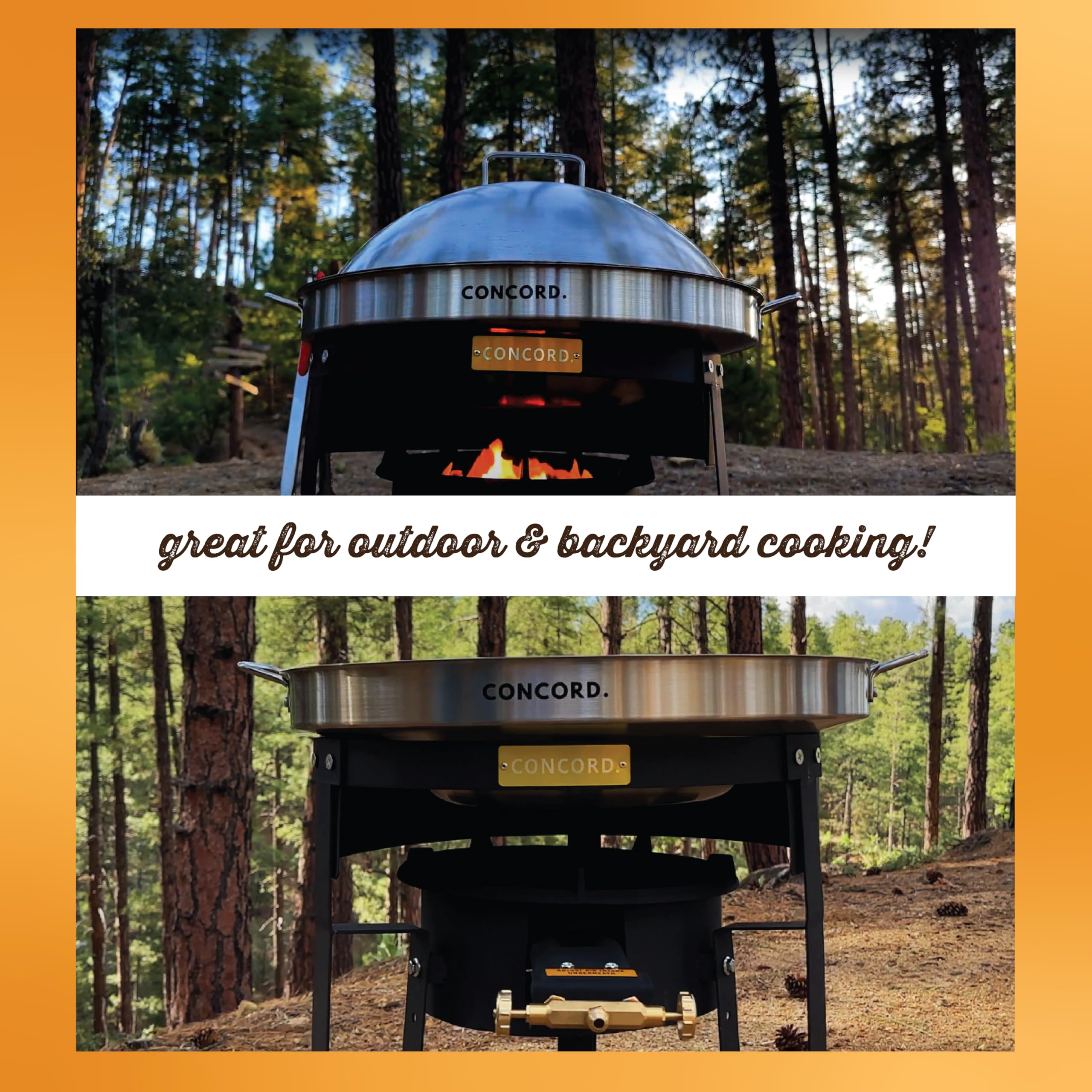 Concord forged steel construction with powder coating resists heat and weather