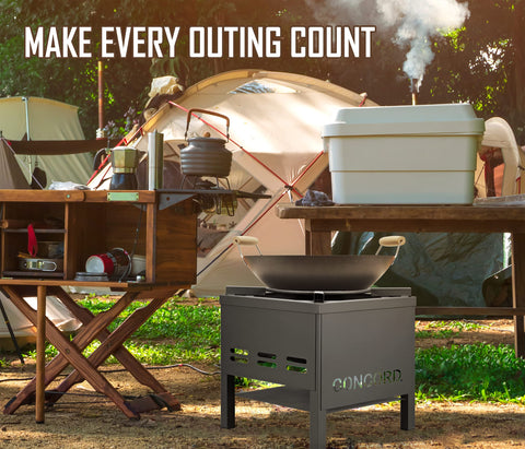 Concord included heat-resistant gloves protect hands during high-heat cooking.
