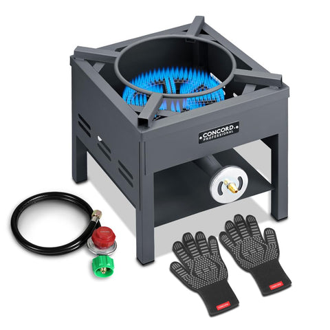 Concord professional banjo wok burner with stand for durable outdoor high-heat cooking.
