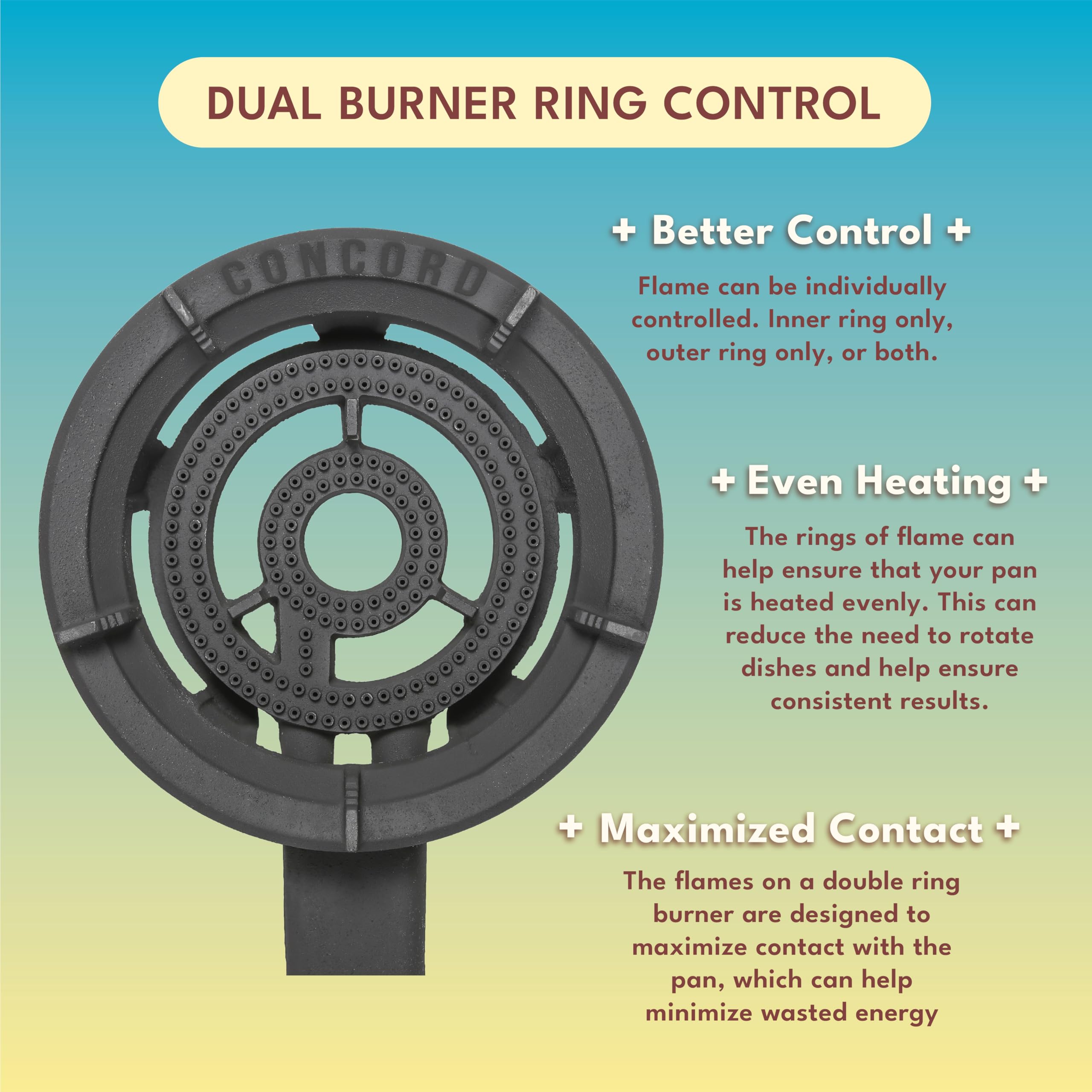 Concord Roadster Burner black powder-coated finish withstands outdoor use.